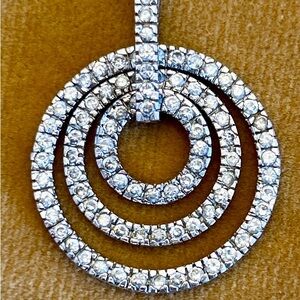 Silver CZ Concentric Circles Pendant Necklace